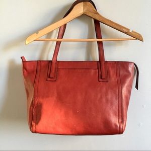 Fossil Emma Work Tote Wine Red Shoulder Bag